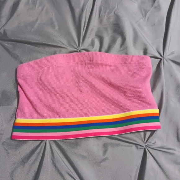 Forever 21 pink cropped tube top- sz S - Picture 1 of 4